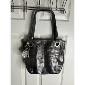 Fossil Hathaway Long Live Vintage Leather Purse Handbag Metal Hardware Gunmetal